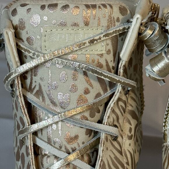 Sperry Women's Saltwater Waterproof Duck Boots Rain Boots Cream Gold Size 6M - Picture 6 of 9